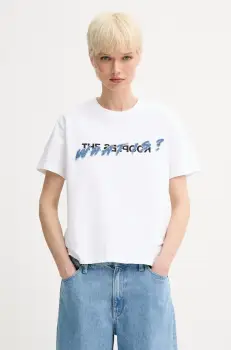 The Kooples tricou din bumbac culoarea alb, FTSC30049K imagine