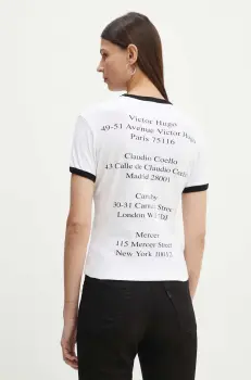 The Kooples tricou din bumbac femei, culoarea alb, FTSC29000K imagine