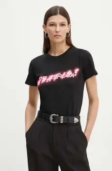 The Kooples tricou din bumbac femei, culoarea negru, FTSC26045K imagine