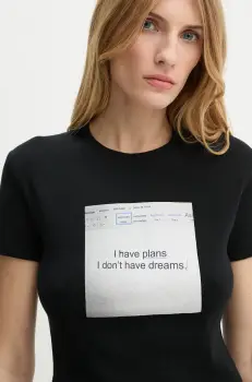 The Kooples tricou din bumbac femei, culoarea negru, FTSC29037K imagine