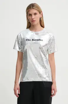 The Kooples tricou femei, culoarea argintiu, FTSC29036K imagine