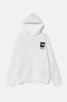 The North Face bluza copii COORDINATES GRAPHIC OVERSIZED HOODIE culoarea alb, cu gluga, cu imprimeu, NF0A89HKFN41 imagine