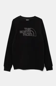 The North Face bluza copii DREW PEAK LIGHT CREW culoarea negru, cu imprimeu, NF0A8AXXJK31 imagine