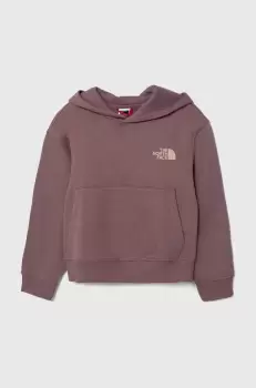 The North Face bluza copii G VERTICAL LINE HOODIE culoarea violet, cu gluga, cu imprimeu imagine
