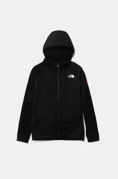 The North Face bluza copii MOUNTAIN ATHLETICS FULL ZIP HOODIE culoarea negru, cu gluga, neted, NF0A89HZKY41 imagine