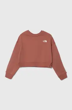 The North Face bluza copii NEW CUTLINE CREW FLEECE culoarea roz, neted imagine