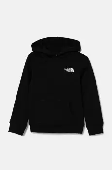 The North Face bluza copii REDBOX REGULAR P/O HOODIE culoarea negru, cu gluga, cu imprimeu, NF0A89H9JK31 imagine