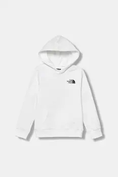 The North Face bluza copii TEEN BOX NSE REGULAR HOODIE culoarea alb, cu gluga, cu imprimeu, NF0A89H9LA91 imagine