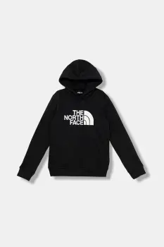 The North Face bluza copii TEEN DREW PEAK PULLOVER HOODIE culoarea negru, cu gluga, cu imprimeu, NF0A8EHHJK31 imagine