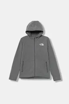 The North Face bluza copii TEEN GLACIER FZ HOODIE culoarea gri, cu gluga, uni, NF0A8CVFCQI1 imagine