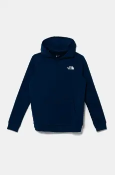 The North Face bluza copii TEEN SIMPLE DOME HOODIE culoarea albastru marin, cu gluga, neted, NF0A8AXVD1R1 imagine