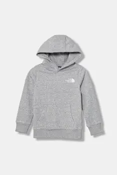 The North Face bluza copii TEEN SIMPLE DOME HOODIE culoarea gri, cu gluga, melanj, NF0A8AXVDYX1 imagine