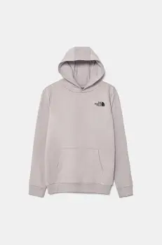 The North Face bluza copii TEEN SIMPLE DOME HOODIE culoarea gri, cu gluga, neted, NF0A8AXV1OA1 imagine
