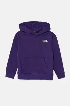 The North Face bluza copii VERTICAL GRAPHIC OVERSIZED HOODIE culoarea violet, cu gluga, cu imprimeu, NF0A89HDNL41 imagine