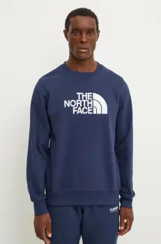 The North Face bluza Drew Peak barbati, culoarea albastru marin, cu imprimeu, NF0A89EK8K21 imagine