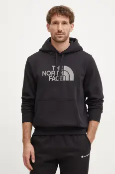 The North Face bluza Drew Peak barbati, culoarea negru, cu gluga, cu imprimeu, NF0A89EMJK31 imagine