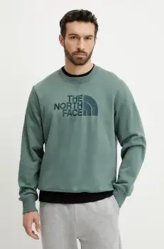 The North Face bluza Drew Peak barbati, culoarea verde, cu imprimeu, NF0A89EK58S1 imagine