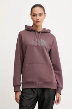 The North Face bluza Drew Peak culoarea bordo, cu gluga, cu imprimeu, NF0A89EHDUK1 imagine