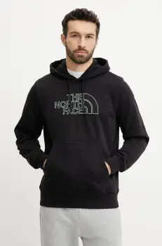 The North Face bluza Drew Peak Light barbati, culoarea negru, cu gluga, cu imprimeu, NF0A8C1BASW1 imagine