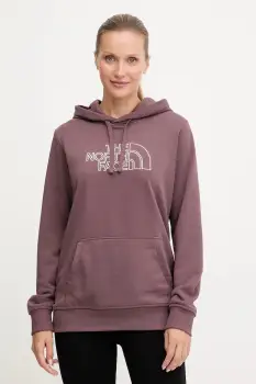 The North Face bluza Drew Peak Light culoarea violet, cu gluga, cu imprimeu, NF0A8C1DFAI1 imagine