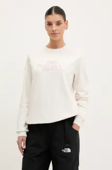 The North Face bluza Drew Peak Light femei, culoarea bej, cu imprimeu, NF0A8C1EATW1 imagine