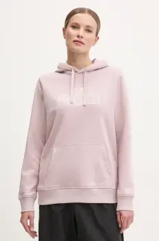 The North Face bluza Drew Peak Light femei, culoarea roz, cu gluga, neted, NF0A8C1DARF1 imagine