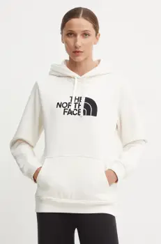 The North Face bluza Drew Peak Pullover Hoodie femei, culoarea bej, cu gluga, cu imprimeu, NF0A89EHQLI1 imagine