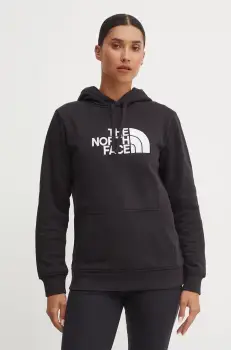 The North Face bluza Drew Peak Pullover Hoodie femei, culoarea negru, cu gluga, cu imprimeu, NF0A89EHJK31 imagine