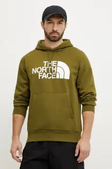The North Face bluza Easy barbati, culoarea verde, cu gluga, cu imprimeu, NF0A89FFPIB1 imagine