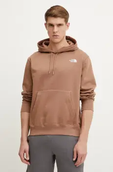 The North Face bluza Essential barbati, culoarea maro, cu gluga, neted, NF0A89ES6IH1 imagine