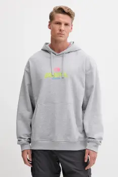 The North Face bluza Expedition Celebration culoarea gri, cu gluga, cu imprimeu, NF0A8E3FDYX1 imagine