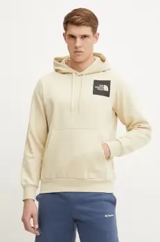 The North Face bluza Fine barbati, culoarea bej, cu gluga, cu imprimeu, NF0A89EU3X41 imagine
