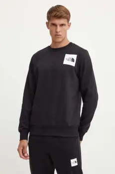 The North Face bluza Fine Crew barbati, culoarea negru, cu imprimeu, NF0A89EVJK31 imagine