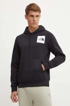 The North Face bluza Fine Hoodie barbati, culoarea negru, cu gluga, cu imprimeu, NF0A89EUJK31 imagine
