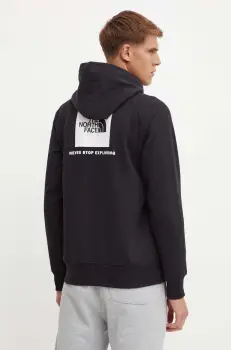The North Face bluza Raglan Redbox Hoodie barbati, culoarea negru, cu gluga, cu imprimeu, NF0A89F9KY41 imagine