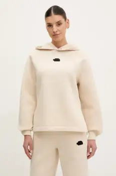 The North Face bluza Relaxed femei, culoarea bej, cu gluga, melanj, NF0A89C0QMO1 imagine