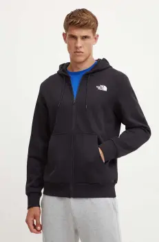 The North Face bluza Simple Dome Full Zip Hoodie barbati, culoarea negru, cu gluga, cu imprimeu, NF0A89FDJK31 imagine