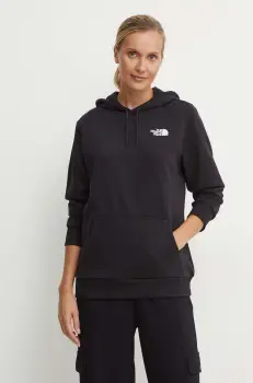 The North Face bluza Simple Dome Hoodie femei, culoarea negru, cu gluga, cu imprimeu, NF0A89EYJK31 imagine