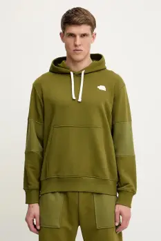 The North Face bluza Terry Relaxed culoarea verde, cu gluga, uni, NF0A8C2BPIB1 imagine