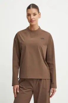 The North Face bluza Woven femei, culoarea maro, uni, NF0A89H21OI1 imagine