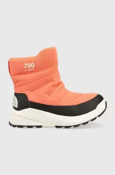 The North Face cizme de iarna WOMEN S NUPTSE II BOOTIE WP femei, culoarea portocaliu imagine