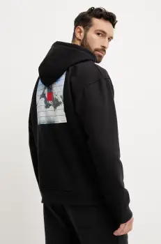 The North Face hanorac barbati, culoarea negru, cu gluga, cu imprimeu, NF0A8BXXJK31 imagine