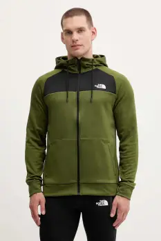 The North Face hanorac de antrenament Reaxion culoarea verde, cu gluga, uni, NF0A8CNPDIW1 imagine