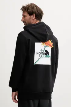 The North Face hanorac de bumbac culoarea negru, cu gluga, cu imprimeu, NF0A8F64JK31 imagine