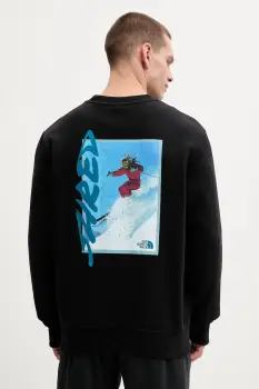 The North Face hanorac de bumbac culoarea negru, cu imprimeu, NF0A8EU5JK31 imagine