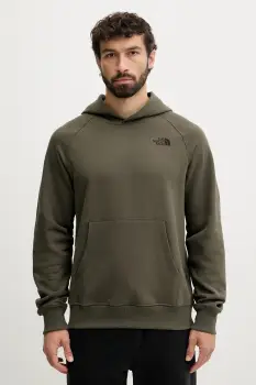 The North Face hanorac de bumbac culoarea verde, cu gluga, cu imprimeu, NF0A8E3KFA41 imagine