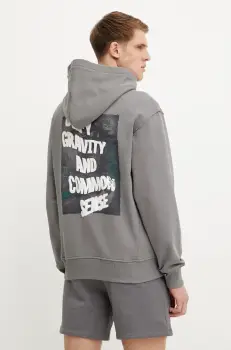 The North Face hanorac de bumbac Heritage Relaxed barbati, culoarea gri, cu gluga, cu imprimeu, NF0A8C420UZ1 imagine