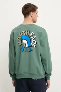 The North Face hanorac de bumbac Nuptse Oversized culoarea verde, uni, NF0A8C3UHCH1 imagine