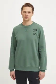 The North Face hanorac de bumbac Outdoor Graphic barbati, culoarea verde, cu imprimeu, NF0A8C21HCH1 imagine