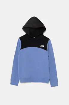 The North Face hanorac de bumbac pentru copii BACK LOGO RELAXED P/O HOODIE culoarea violet, cu gluga, modelator, NF0A89HC0YI1 imagine